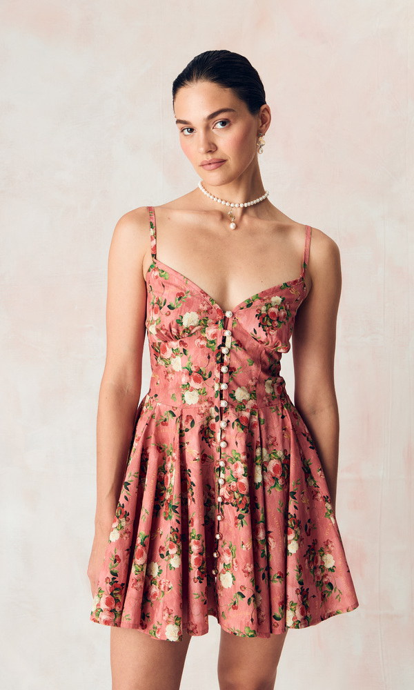 Платье из эластичного хлопка поплина с авторским принтом 