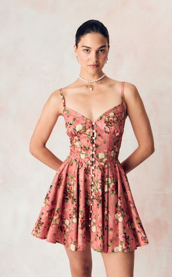 Платье из эластичного хлопка поплина с авторским принтом 