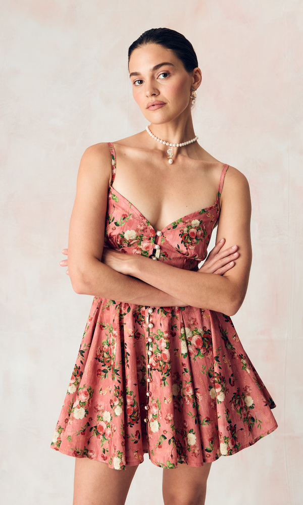 Платье из эластичного хлопка поплина с авторским принтом 