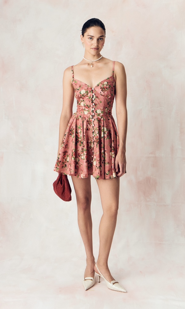 Платье из эластичного хлопка поплина с авторским принтом 