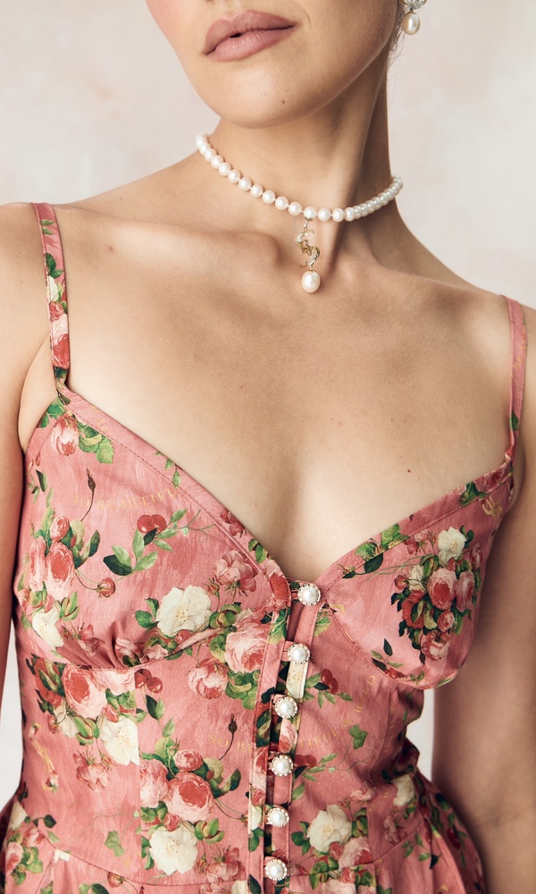 Платье из эластичного хлопка поплина с авторским принтом 