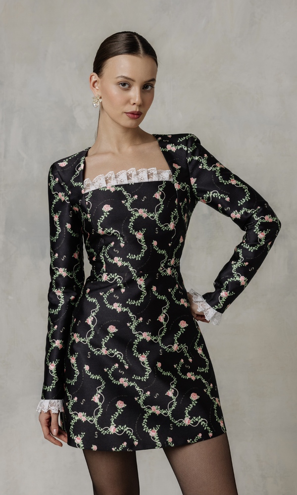 Платье ANNA в длине мини с авторским принтом 