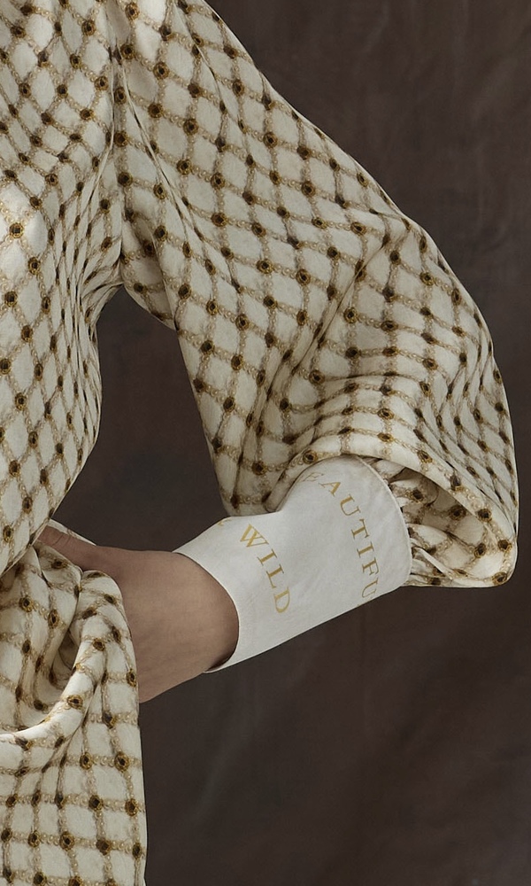 Рубашка из сатиновой вискозы с авторским принтом 