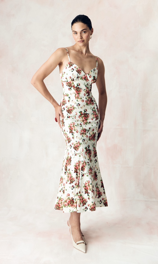 Платье Ариэль из стрейч поплина с авторским принтом-Изображение