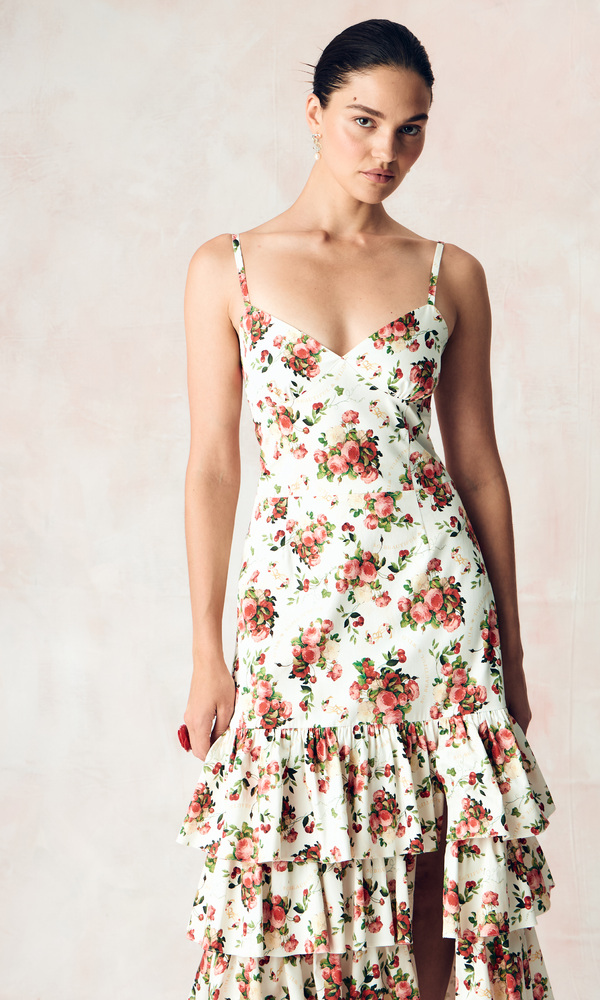 Платье ЭСМЕРАЛЬДА из стрейч поплина с авторским принтом 