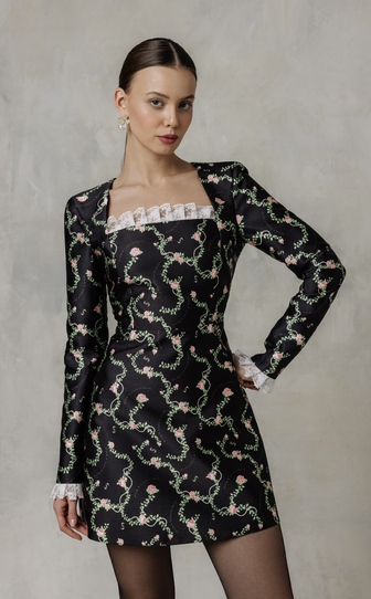 Платье ANNA в длине мини с авторским принтом 