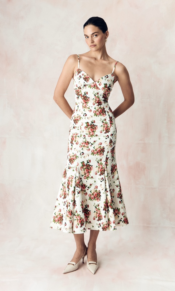 Платье Ариэль из стрейч поплина с авторским принтом-Изображение