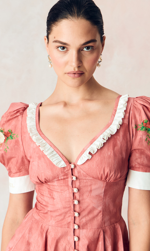 ЭКСКЛЮЗИВНО НА САЙТЕ Платье в длине мини из хлопка поплина с авторским принтом 