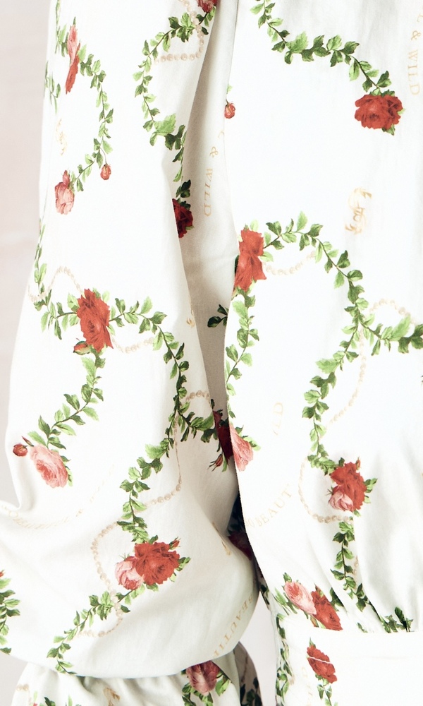 Платье годэ из облегченного хлопка поплина с авторским принтом «КОРОЛЕВСКАЯ РОЗА»-Изображение