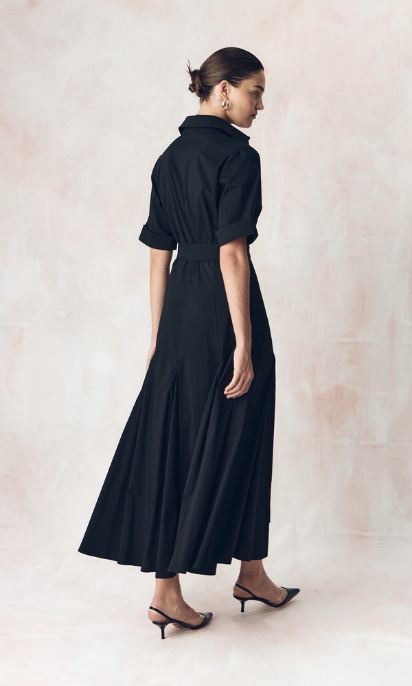 Платье-рубашка годэ из эластичного хлопка поплина-Изображение