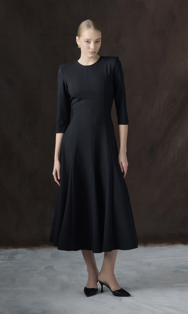 Платье ЭСТЕЛЬ в длине миди из костюмной эластичной вискозы-Изображение