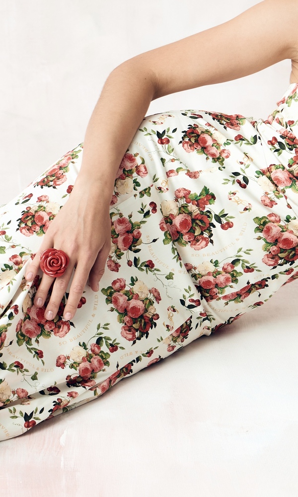 Платье Ариэль из стрейч поплина с авторским принтом-Изображение