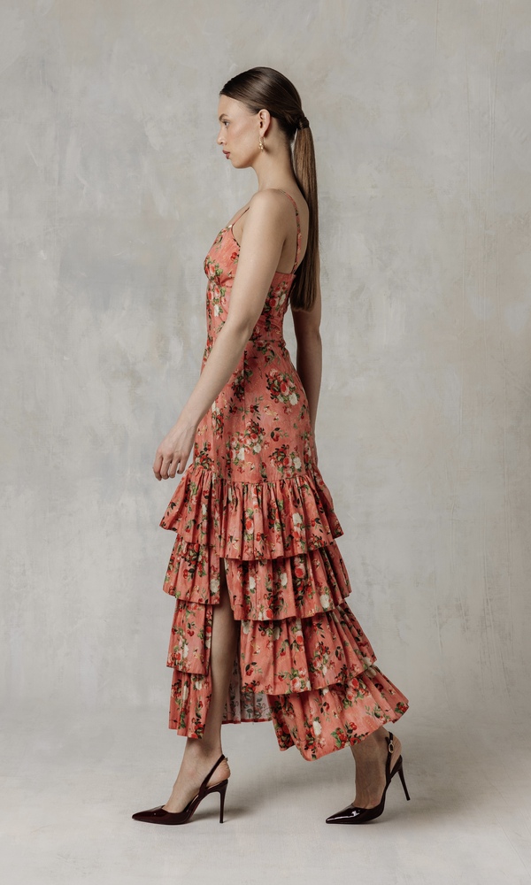 Платье ЭСМЕРАЛЬДА из эластичного хлопка поплина с авторским принтом 