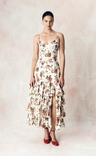 Платье ЭСМЕРАЛЬДА из стрейч поплина с авторским принтом 