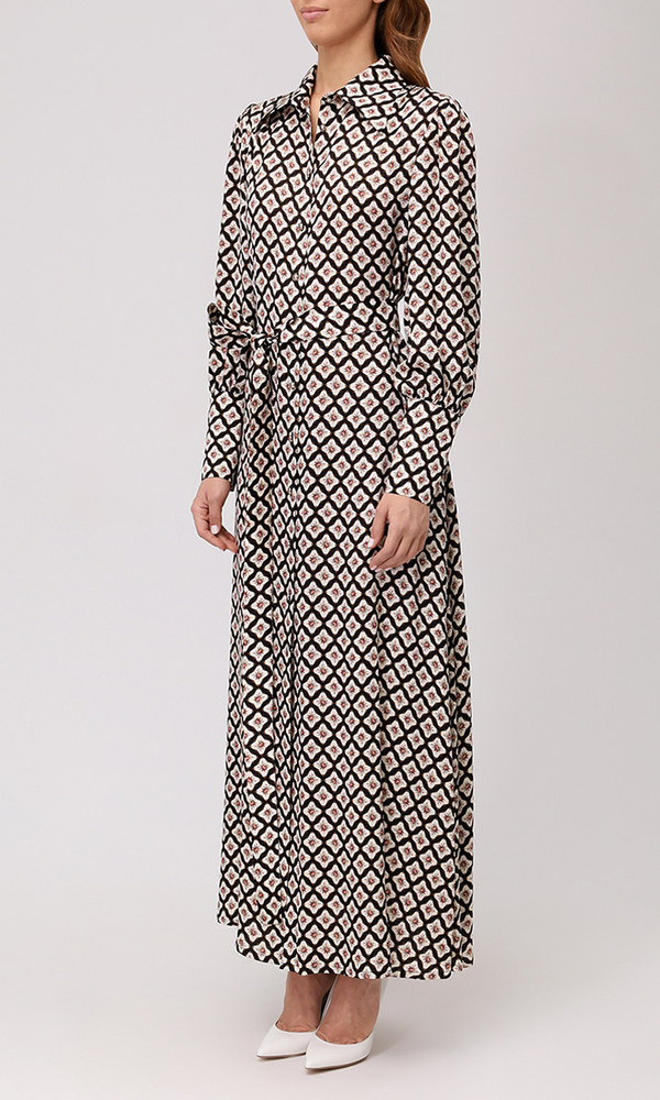 Платье из сатиновой вискозы с авторским принтом 