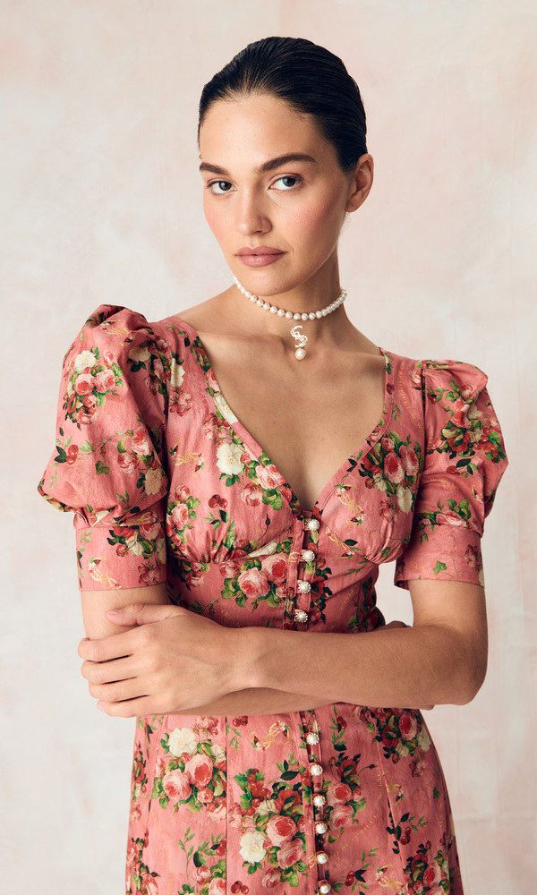 ЭКСКЛЮЗИВНО НА САЙТЕ Платье в длине миди из стрейч поплина с авторским принтом 