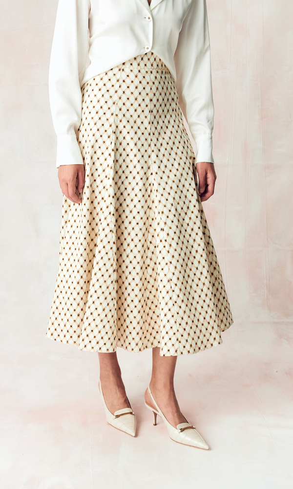 Юбка из эластичного хлопка поплина с авторским принтом 