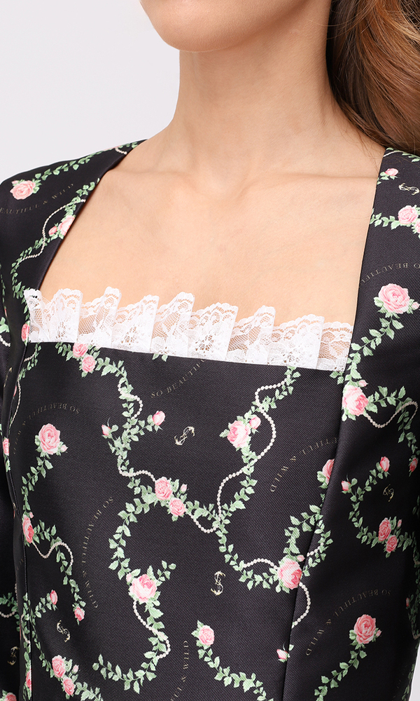 Платье ANNA в длине мини с авторским принтом 