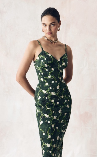 Платье МОНИКА из стрейч поплина с авторским принтом «КОРОЛЕВСКАЯ РОЗА»