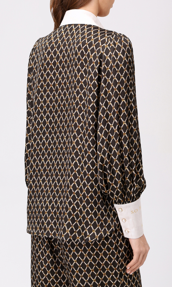 Рубашка из сатиновой вискозы с авторским принтом 