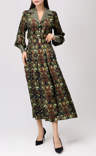 Платье из сатиновой вискозы с авторским принтом 