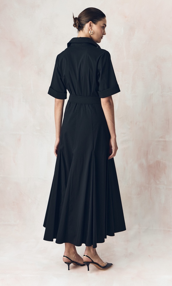 Платье-рубашка годэ из эластичного хлопка поплина-Изображение