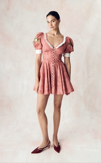 ЭКСКЛЮЗИВНО НА САЙТЕ Платье в длине мини из хлопка поплина с авторским принтом 