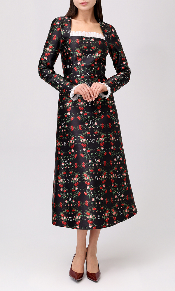 Платье в длине миди с авторским принтом 