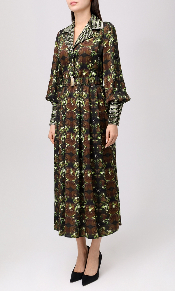 Платье из сатиновой вискозы с авторским принтом 