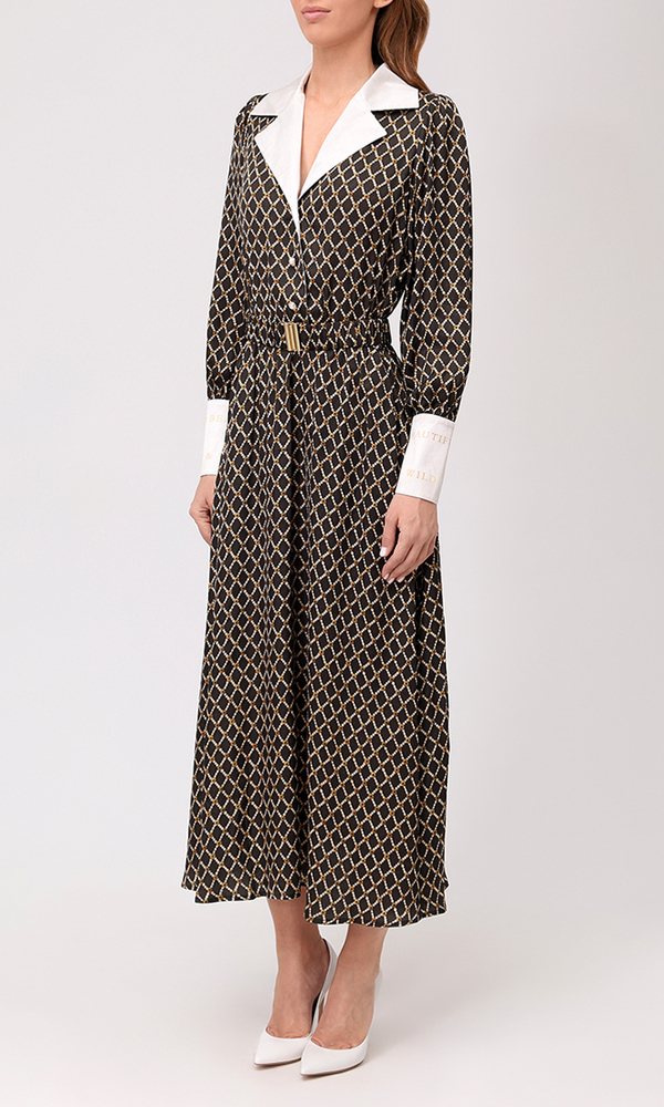 Платье из сатиновой вискозы с авторским принтом 