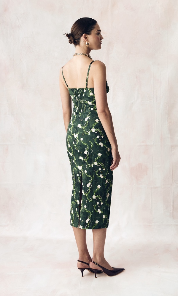 Платье МОНИКА из стрейч поплина с авторским принтом «КОРОЛЕВСКАЯ РОЗА»-Изображение