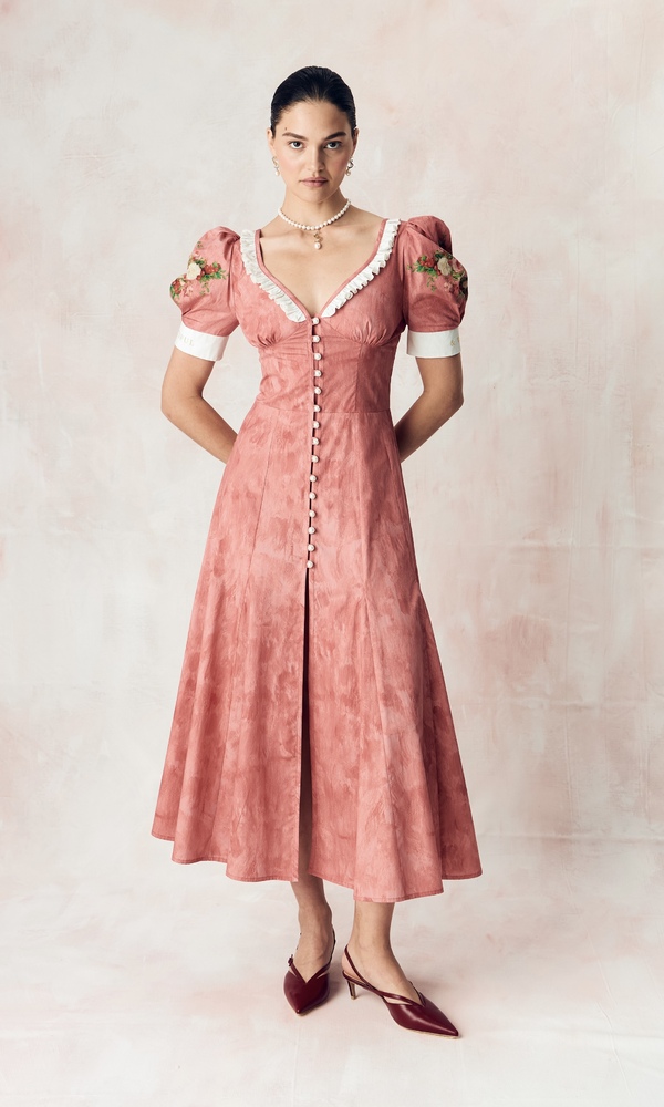 ЭКСКЛЮЗИВНО НА САЙТЕ Платье в длине миди из хлопка поплина с авторским принтом 