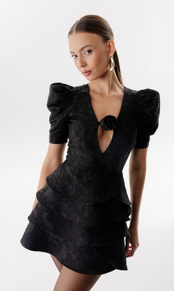 Платье ROSA из жаккарда BLACK-Изображение