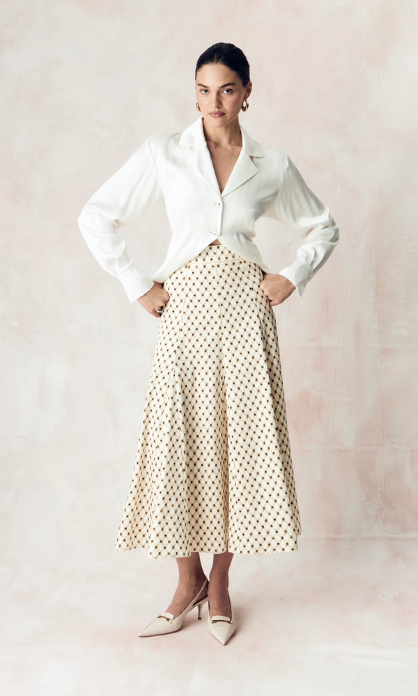 Юбка из эластичного хлопка поплина с авторским принтом 