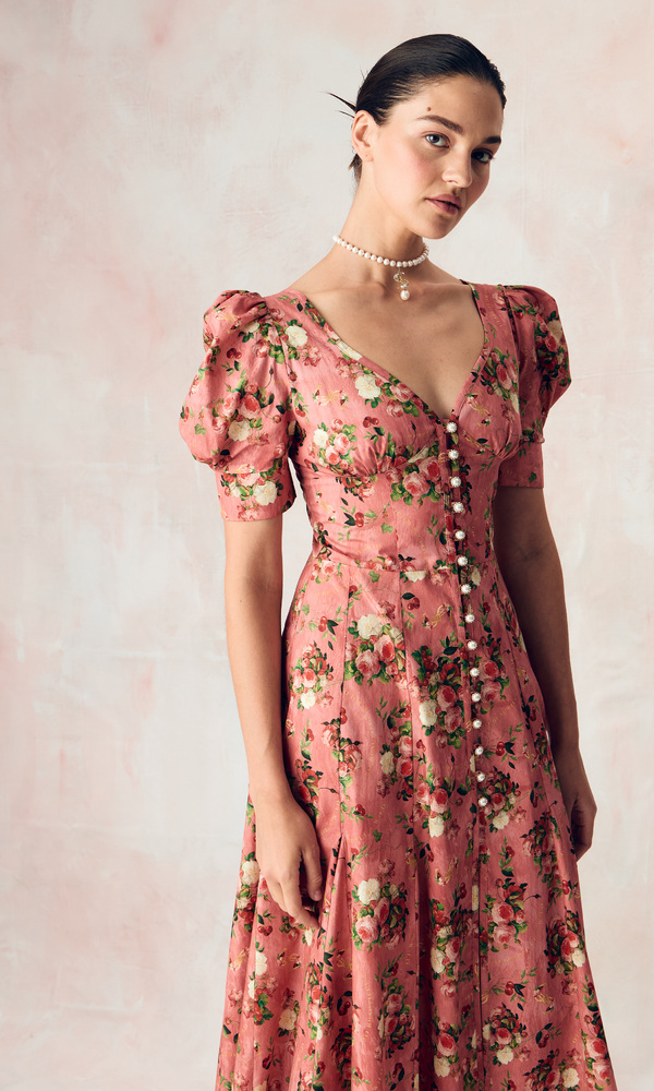 ЭКСКЛЮЗИВНО НА САЙТЕ Платье в длине миди из стрейч поплина с авторским принтом 