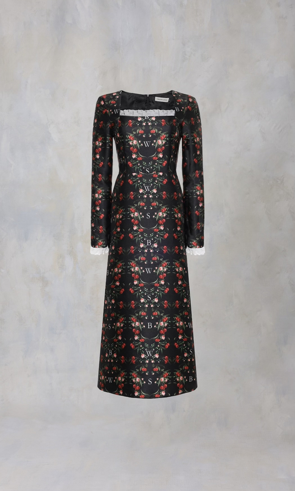 Платье в длине миди с авторским принтом 