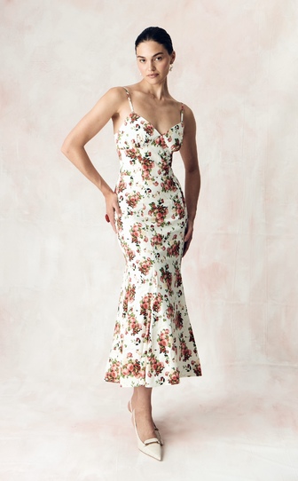 Платье Ариэль из стрейч поплина с авторским принтом