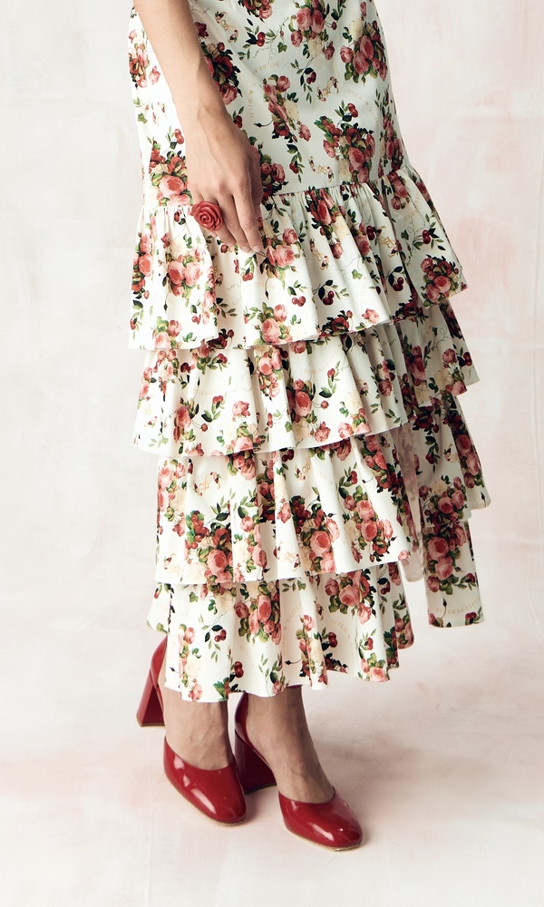 Платье ЭСМЕРАЛЬДА из стрейч поплина с авторским принтом 