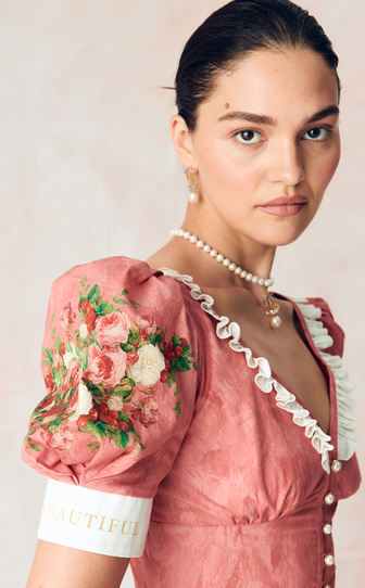 ЭКСКЛЮЗИВНО НА САЙТЕ Платье в длине миди из хлопка поплина с авторским принтом 