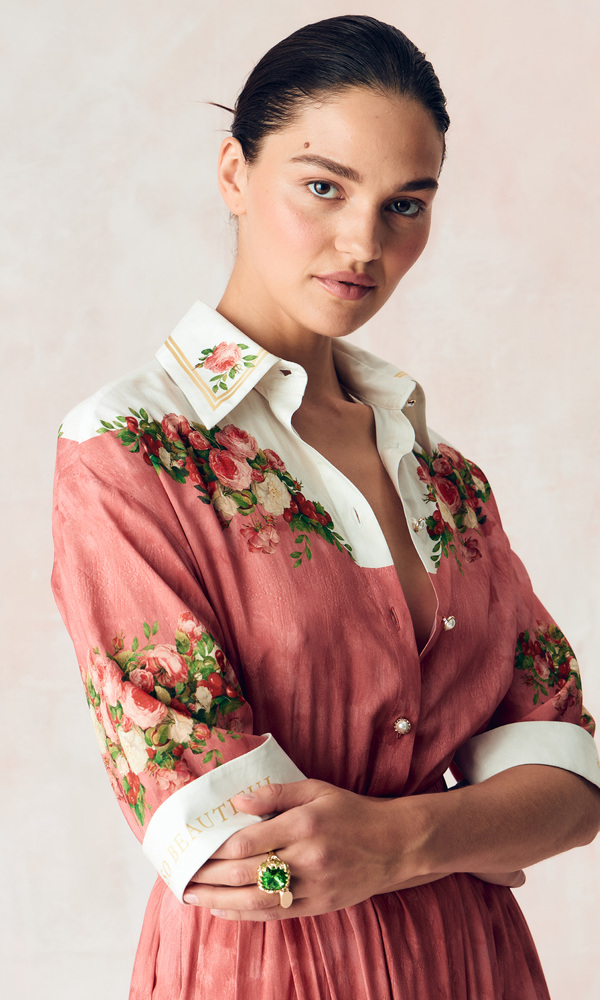 ЭКСКЛЮЗИВНО В ИНТЕРНЕТ-БУТИКЕ Платье из сатиновой стрейч вискозы с авторским принтом 