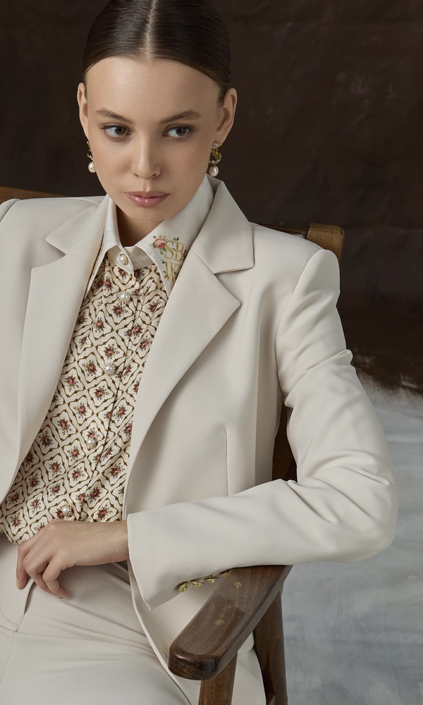 Рубашка из сатиновой вискозы с авторским принтом 