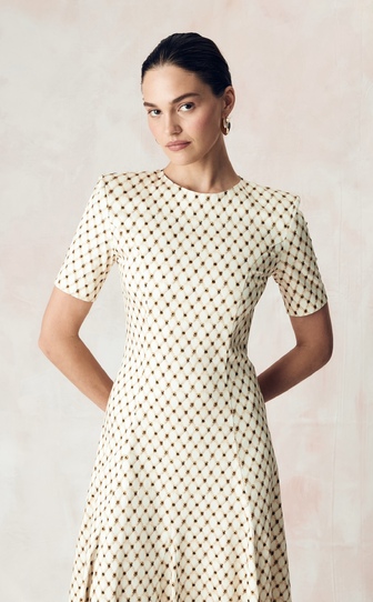 Платье из эластичного хлопка поплина с авторским принтом 