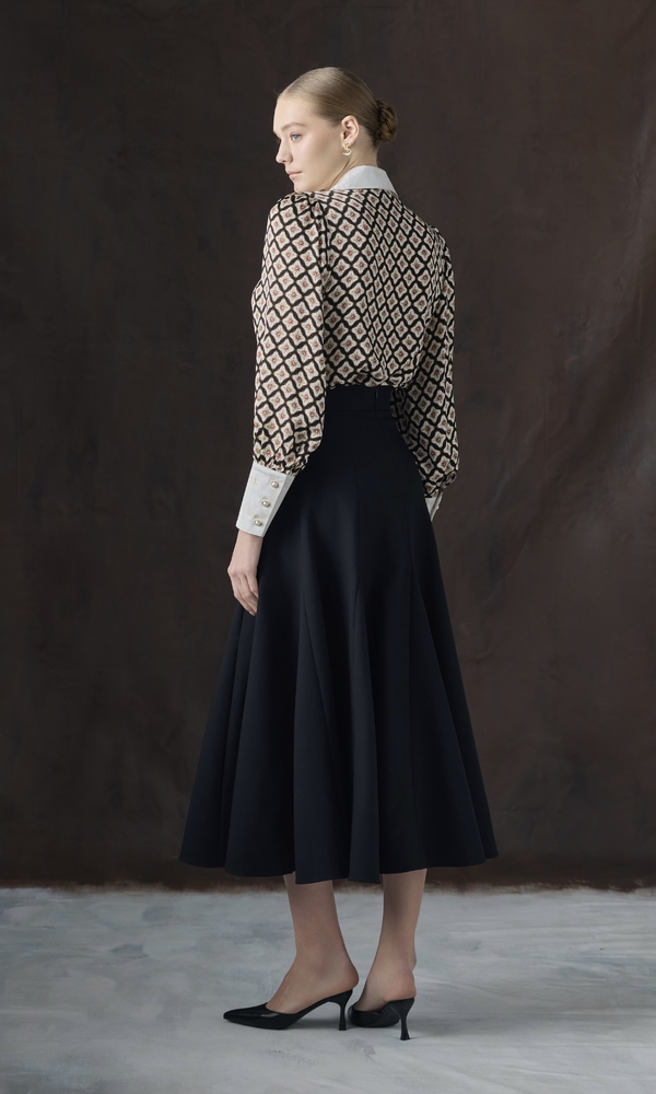 Рубашка из сатиновой вискозы с авторским принтом 