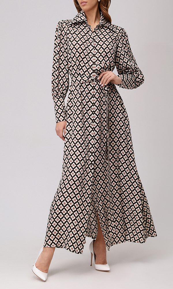 Платье из сатиновой вискозы с авторским принтом 