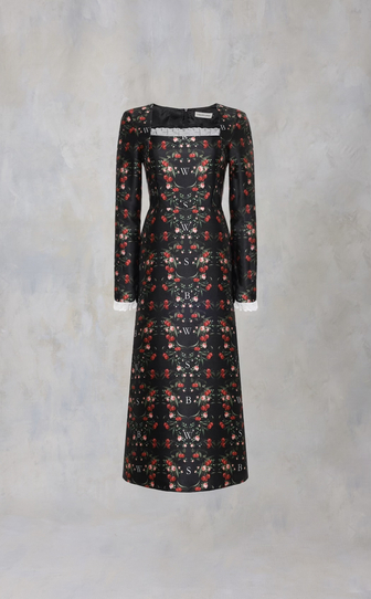 Платье в длине миди с авторским принтом 
