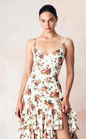 Платье ЭСМЕРАЛЬДА из стрейч поплина с авторским принтом 