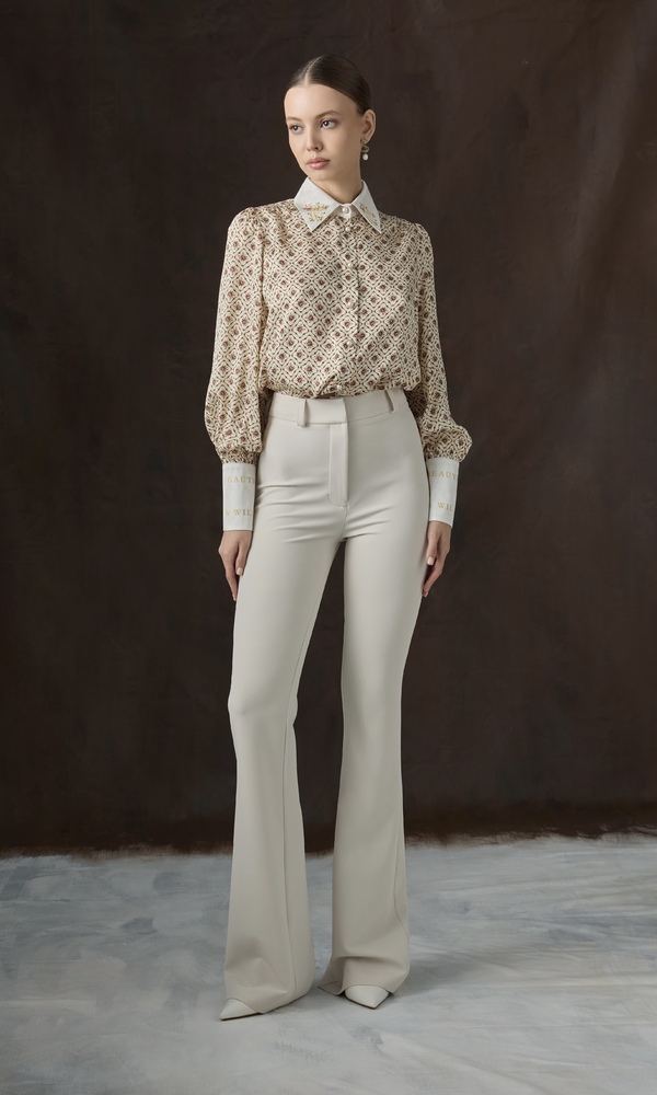 Рубашка из сатиновой вискозы с авторским принтом 