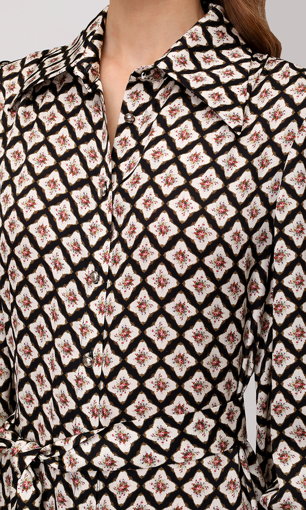 Платье из сатиновой вискозы с авторским принтом 