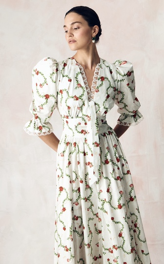 Платье годэ из облегченного хлопка поплина с авторским принтом «КОРОЛЕВСКАЯ РОЗА»