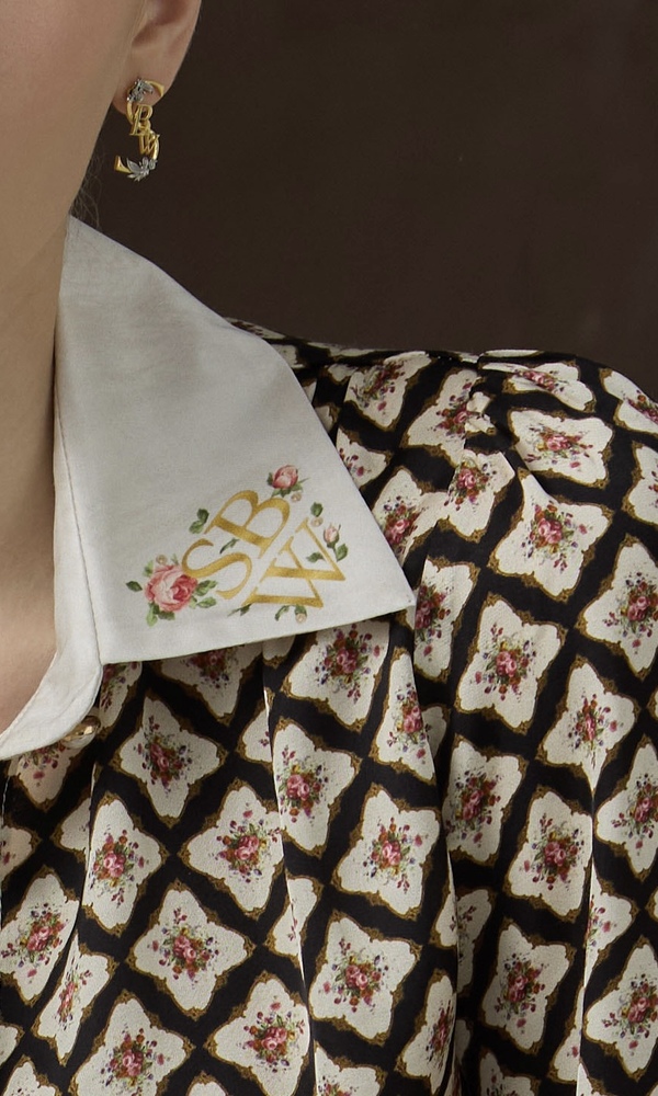 Рубашка из сатиновой вискозы с авторским принтом 